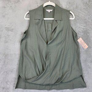 Nanette Lepore Top Womens Small Green Prairie Sage Sweet Romance Sleeveless Vest